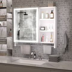 Modern 32x28 Inch Bathroom Cabinet With Mirror And LED Lights